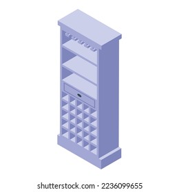 White wine cabinet icon isometric vector. Wood room. Bar rack