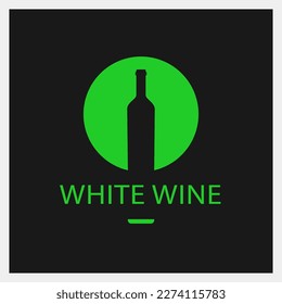 Vino blanco. Logo de la bebida. Plantilla de icono de frasco. Ilustración vectorial
