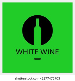 White Wine. Drink Logo. Bottle Icon Template. Vector Illustration