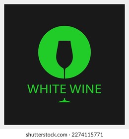 White Wine. Drink Logo. Glass Icon Template. Vector Illustration
