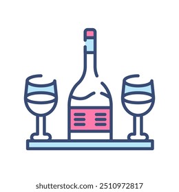 White Wine Fill Color Icon, Vector illustration