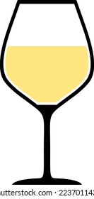 White Wine Glass Icon. Vector Image.