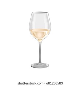 White wine glass isolated on white background