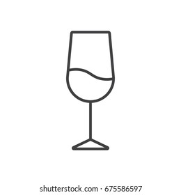 White wine glass line icon.
