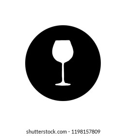 White wine glass silhouette isolated on black background. Vector illustration. Clipart.