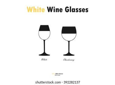 White wine glass silhouettes vector, black white on white background