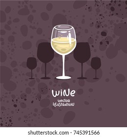 White wine glass vector illustration. Wine bar logo template, design for wine tasting invitation and wine menu.