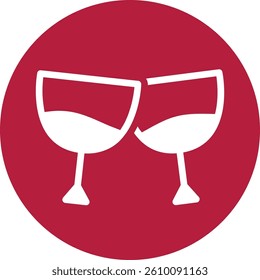 White Wine Glasses in Red Circle