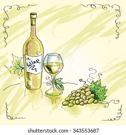 White Wine. Grapes.