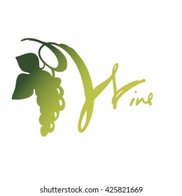 White wine. Hand drawn lettering. Logo for the wine business. Vector stock.