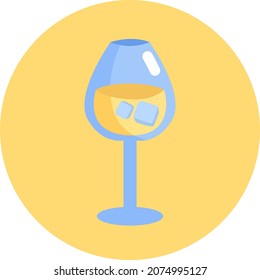 White wine with ice, illustration, vector, on a white background.