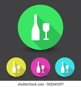 White Wine icon in different colors set