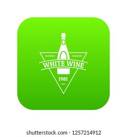 White wine icon green vector isolated on white background