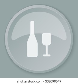 White Wine icon on grey web button