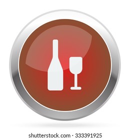 White Wine icon on red web app button