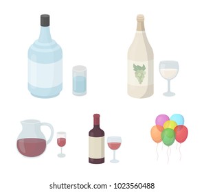 White wine, red wine, gin, sangria.Alcohol set collection icons in cartoon style vector symbol stock illustration web.