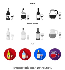 White wine, red wine, gin, sangria.Alcohol set collection icons in black, flat, monochrome style vector symbol stock illustration web.
