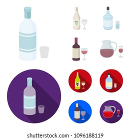 White wine, red wine, gin, sangria.Alcohol set collection icons in cartoon,flat style vector symbol stock illustration web.