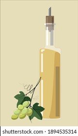 White wine vinegar in a bottle vector drawing
