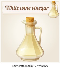 White wine vinegar. Detailed Vector Icon. Series of food and drink and ingredients for cooking.