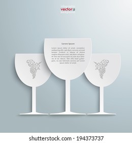 White wineglass on the grey background. Eps 10 vector file.
