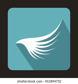 White wing icon in flat style on a baby blue background