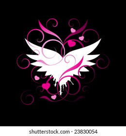 white Wings with decorative elements on a black background