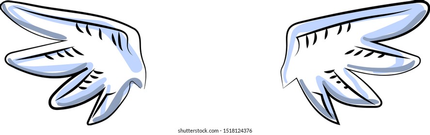 White wings, illustration, vector on white background.
