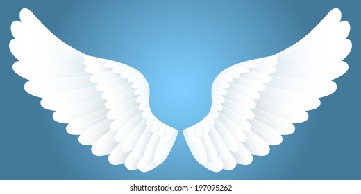 White wings on blue background.