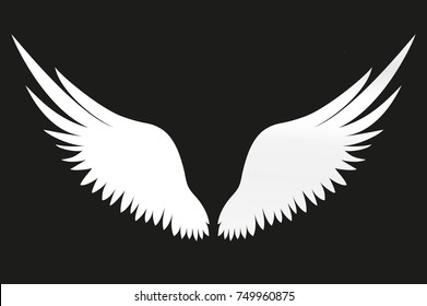 White Wings. Vector illustration on black background. 