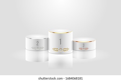 White winners empty podium, sports awards pedestal. Vector illustration.
