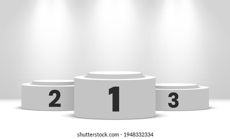 White winners podium. Blank pedestal. Vector illustration.