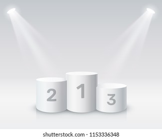 White winners podium for business concepts, Podium set object, Vector illustration