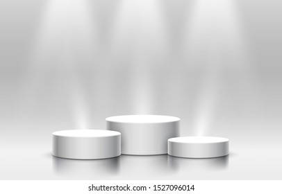 White winners podium for business concepts, Podium set object. Vector illustration