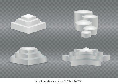 White winners podium for business concepts. Empty 3d mockup style design of minimalist contest champion pedestal