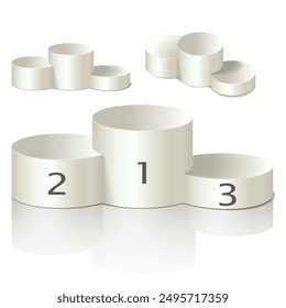 White winners podium cylinder form