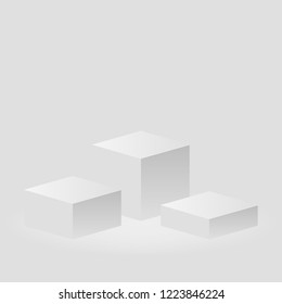 White winners podium in grey background. Blank pedestal. Vector illustration.