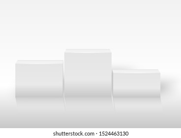 White winners podium. Pedestal Vector illustration