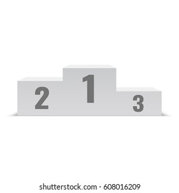 White winners podium. Pedestal. Vector illustration.