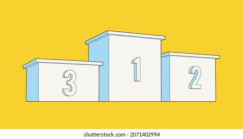 White winners podium with places. Isolated, isometric Pedestal. Vector illustration.