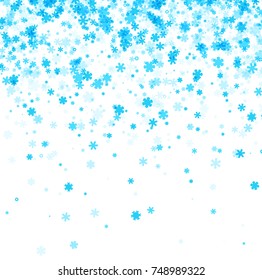 White winter background with blue snowflakes pattern. Vector illustration.