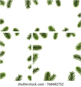 White winter backgrounds set with fir branches. Vector Christmas illustration.