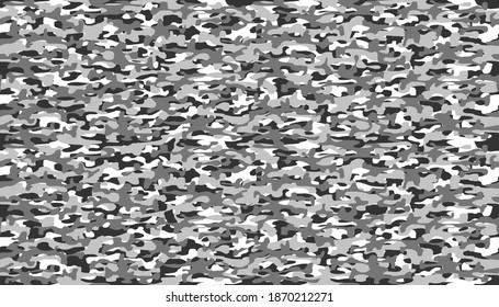 White winter camouflage pattern. Seamless template for fabric. Vector background