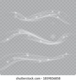 Decoración de invierno blanco. Nieve y viento sobre un fondo transparente. EPS10 de ilustración vectorial