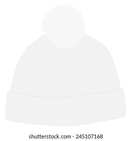 White winter hat with white pompom vector isolated, snowboarding hat