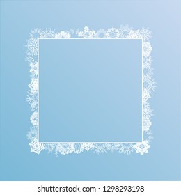 White Winter ice Snowflakes square frame. Eps10
