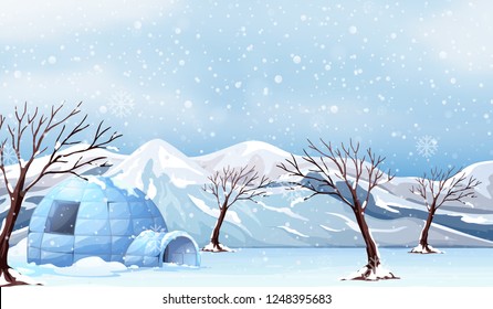 A white winter landscape illustration