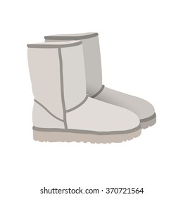 White winter short boots vector
