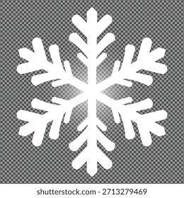 White Winter Snowflake Icon With Transparent Background.