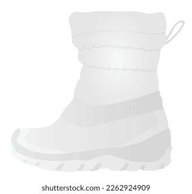 White winter waterproof kids boot. vector